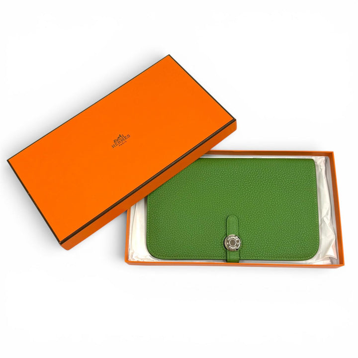 美品★HERMES エルメス ドゴン GM デュオ バンブー トゴ シルバー金具 セリエ金具 長財布 ロングウォレット B刻印 仏製 レディース 箱付