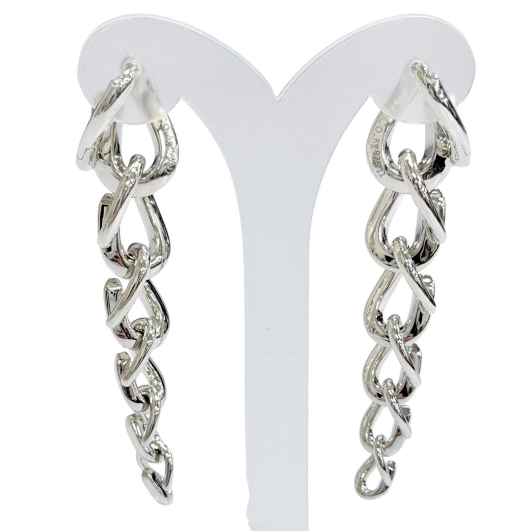 美品△TIFFANY&amp;Co. ティファニー フォージ ドロップ リンク AG925 ハイポリッシュ ピアス 両耳用 シルバー 重量20.3g レディース