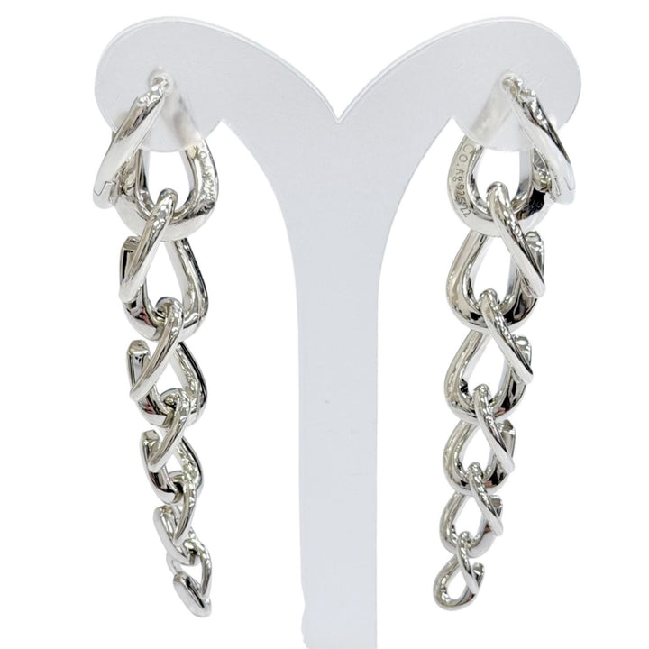 美品△TIFFANY&amp;Co. ティファニー フォージ ドロップ リンク AG925 ハイポリッシュ ピアス 両耳用 シルバー 重量20.3g レディース