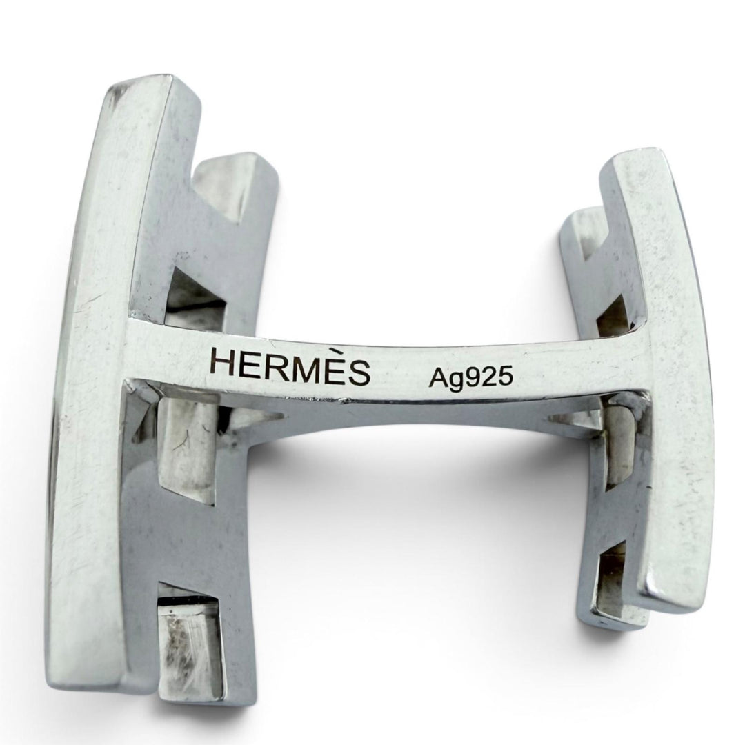 美品●HERMES エルメス SV925 パラレルH Hロゴモチーフ カフスボタン カフリンクス シルバー メンズ 箱付