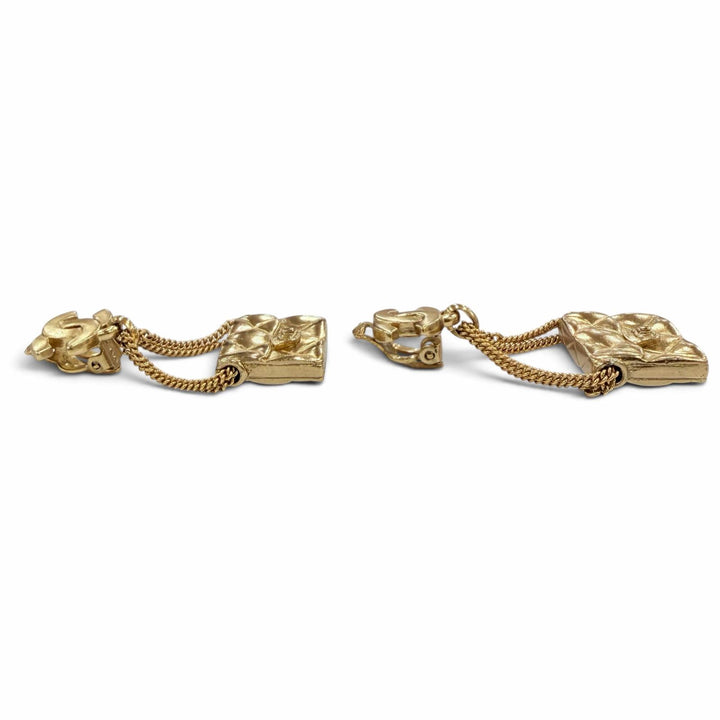 美品☆CHANEL シャネル ヴィンテージ 02P メタル ココマーク マトラッセバッグ アクセサリー イヤリング ゴールド フランス製 レディース