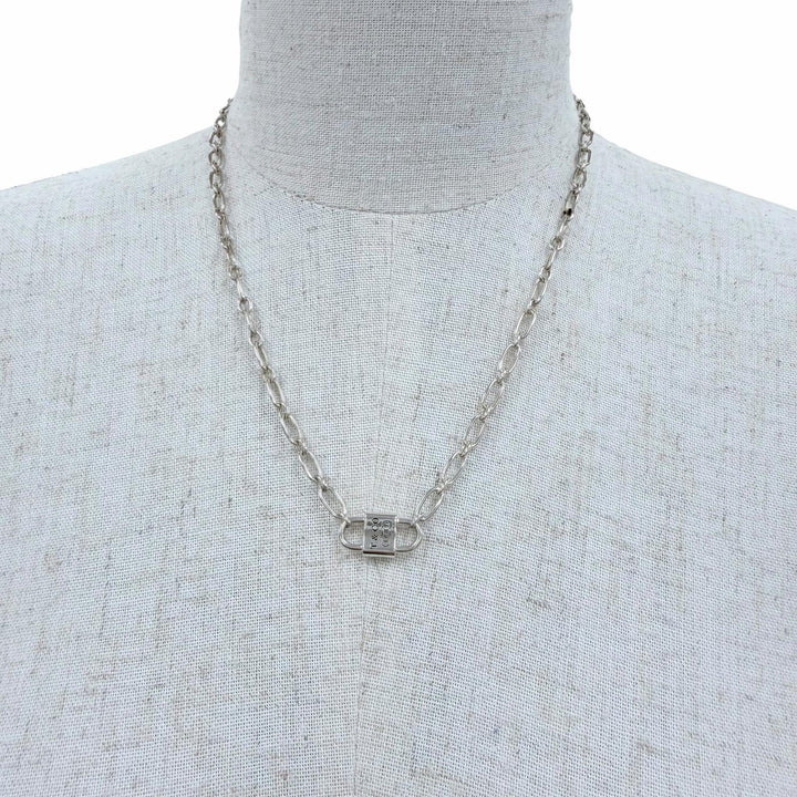 美品☆TIFFANY&amp;Co. ティファニー スモール ダブルロック ネックレス AG925 アクセサリー シルバー 重量12.9g レディース 箱・保存袋付き