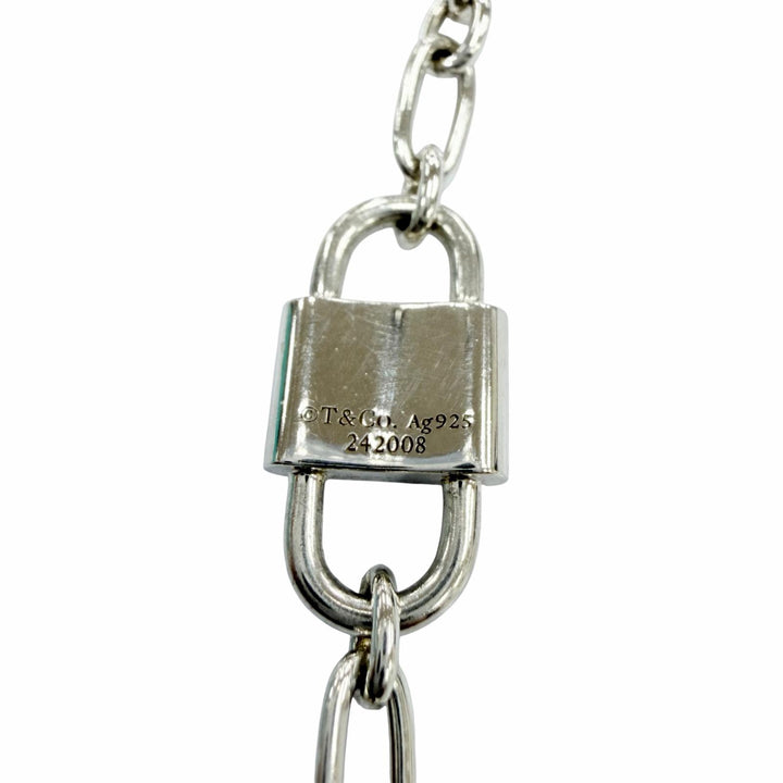 美品☆TIFFANY&amp;Co. ティファニー スモール ダブルロック ネックレス AG925 アクセサリー シルバー 重量12.9g レディース 箱・保存袋付き