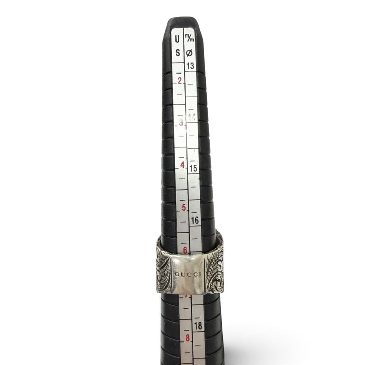 美品□GUCCI グッチ AG925 アラベスク アルファベット E レター リング 指輪 アクセサリー シルバー S (JP14号相当) イタリア製 重量30g