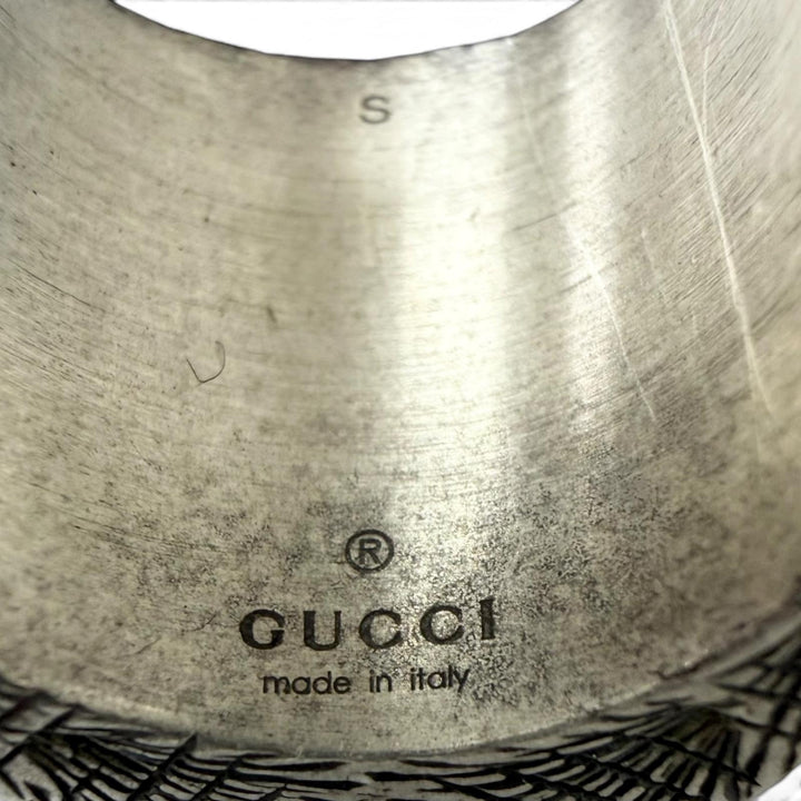 美品□GUCCI グッチ AG925 アラベスク アルファベット E レター リング 指輪 アクセサリー シルバー S (JP14号相当) イタリア製 重量30g