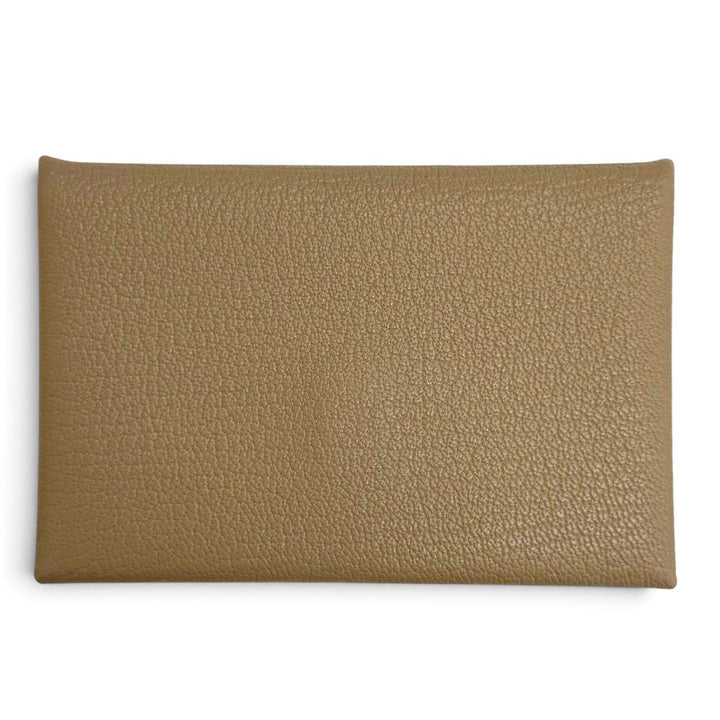 未使用品△HERMES エルメス カルヴィ シェーブル エトゥープ 二つ折り パスケース 名刺入れ カードケース K刻印 フランス製 箱付き