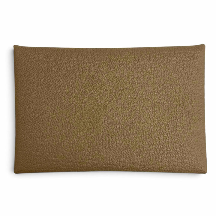 未使用品△HERMES エルメス カルヴィ シェーブル エトゥープ 二つ折り パスケース 名刺入れ カードケース K刻印 フランス製 箱付き