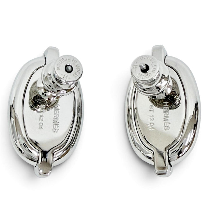 美品△HERMES エルメス H100052FP03 ミニ マイヨン シルバリー シェーヌダンクル ピアス アクセサリー 両耳用 シルバー ブラック 箱 袋付