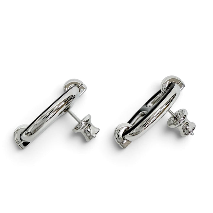 美品△HERMES エルメス H100052FP03 ミニ マイヨン シルバリー シェーヌダンクル ピアス アクセサリー 両耳用 シルバー ブラック 箱 袋付