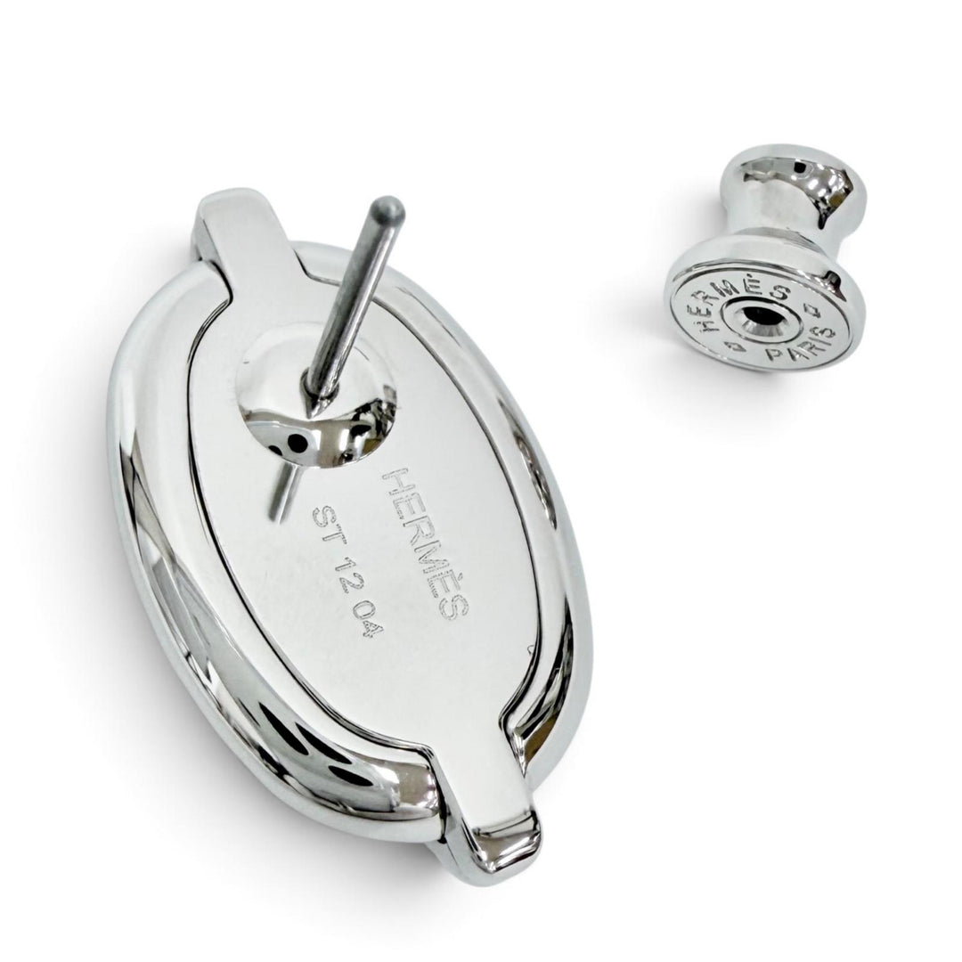 美品△HERMES エルメス H100052FP03 ミニ マイヨン シルバリー シェーヌダンクル ピアス アクセサリー 両耳用 シルバー ブラック 箱 袋付