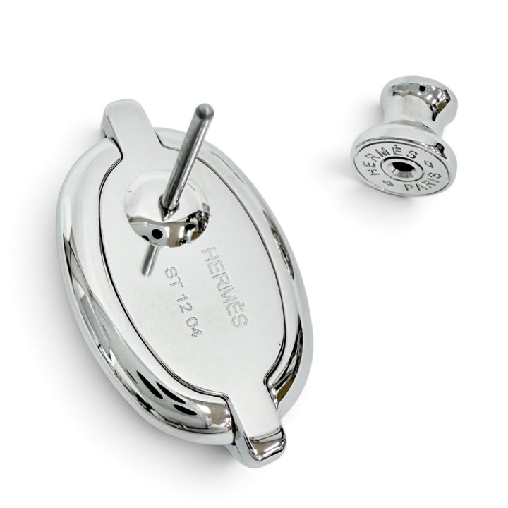 美品△HERMES エルメス H100052FP03 ミニ マイヨン シルバリー シェーヌダンクル ピアス アクセサリー 両耳用 シルバー ブラック 箱 袋付