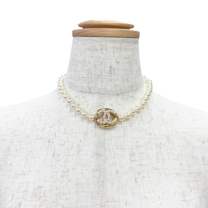 極美品△CHANEL シャネル B24A ABD727 ココマーク パール チョーカー ネックレス アクセサリー ゴールド イタリア製 レディース オススメ