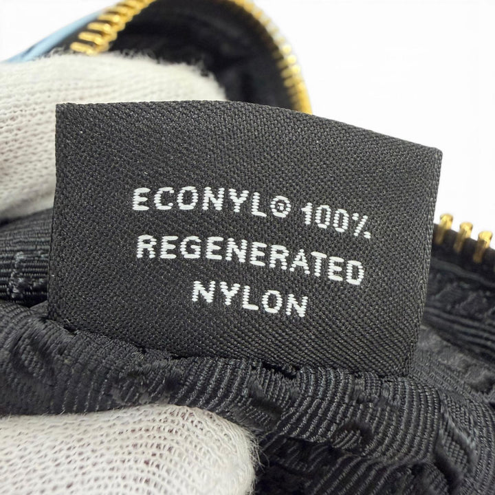 極美品☆PRADA プラダ 1NS693 トライアングルロゴ Re-Nylon サーフプリント リストレット付 化粧ポーチ ブルー イタリア製 箱付き