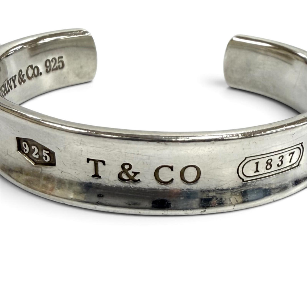 美品★TIFFANY&amp;Co. ティファニー 925 1837 カフ バングル ロゴデザイン ブレスレット アクセサリー シルバー 重量35.9g レディース