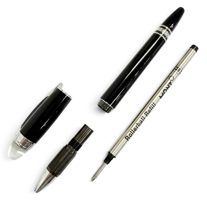 美品□MONTBLANC モンブラン スターウォーカー ホワイトスター キャップ式 ファインライナー ボールペン ブラック シルバー ドイツ製