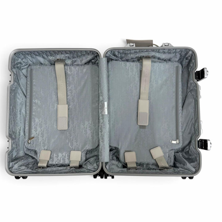 極美品▼DIOR RIMOWA ディオールオム リモワ 1DRTR002YWZ オブリーク キャビン アルミニウム キャリーケース スーツケース シルバー