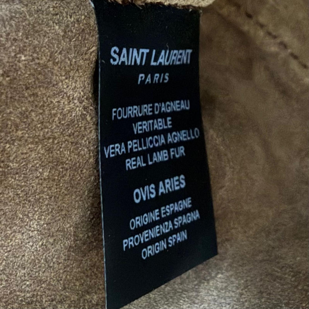 未使用品★SAINT LAURENT PARIS サンローランパリ 760375 LE 5 7 ムートン スウェードレザー ミニ ホーボー ボア ハンドバッグ 保存袋付
