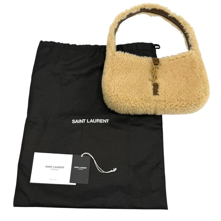 未使用品★SAINT LAURENT PARIS サンローランパリ 760375 LE 5 7 ムートン スウェードレザー ミニ ホーボー ボア ハンドバッグ 保存袋付