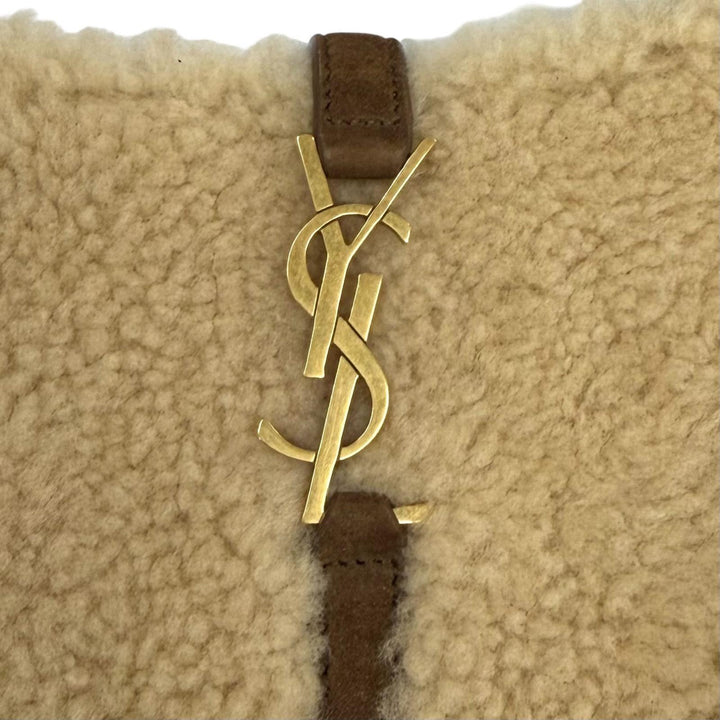 未使用品★SAINT LAURENT PARIS サンローランパリ 760375 LE 5 7 ムートン スウェードレザー ミニ ホーボー ボア ハンドバッグ 保存袋付