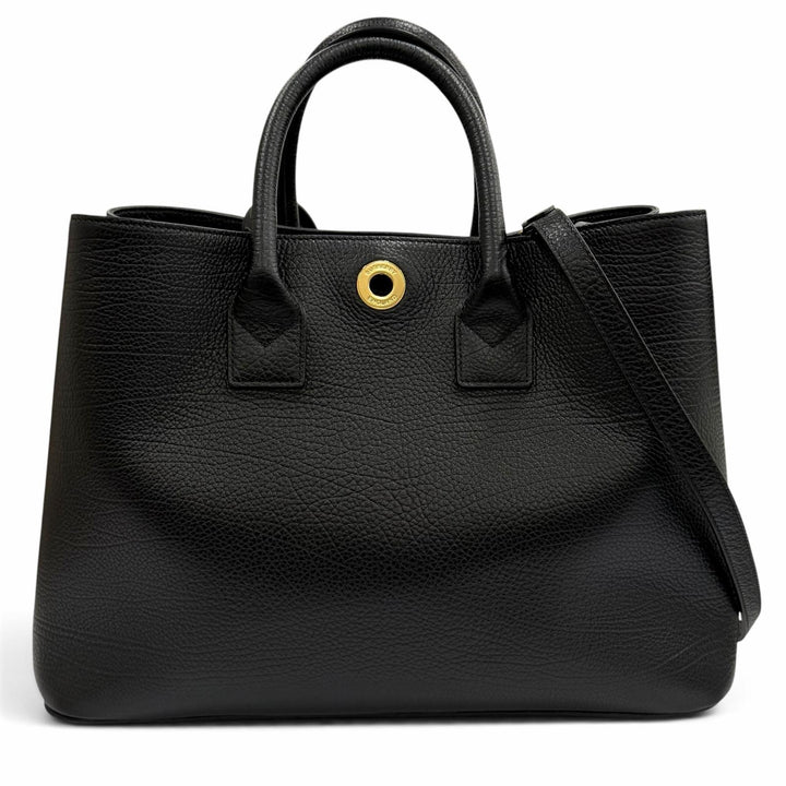 極美品★BURBERRY バーバリー 8111270 バーモンジー チェック ミディアム レザー 2WAY ハンドバッグ ブラック レディース 保存袋付き