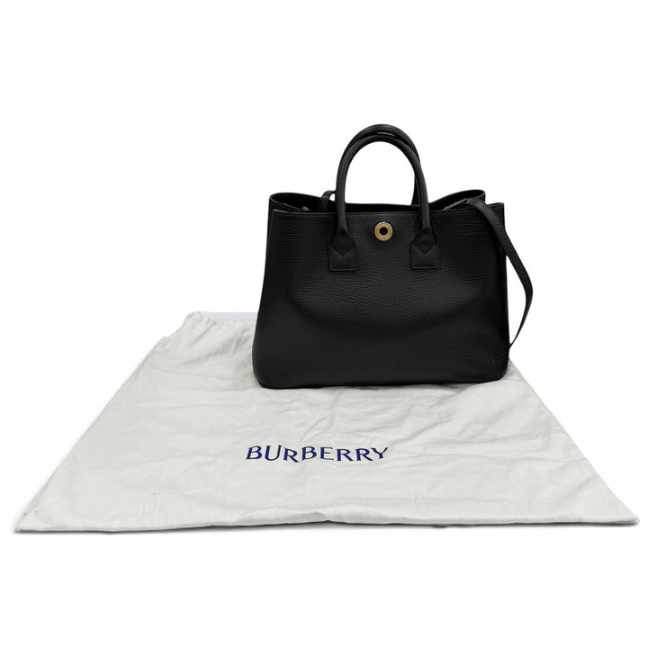 極美品★BURBERRY バーバリー 8111270 バーモンジー チェック ミディアム レザー 2WAY ハンドバッグ ブラック レディース 保存袋付き