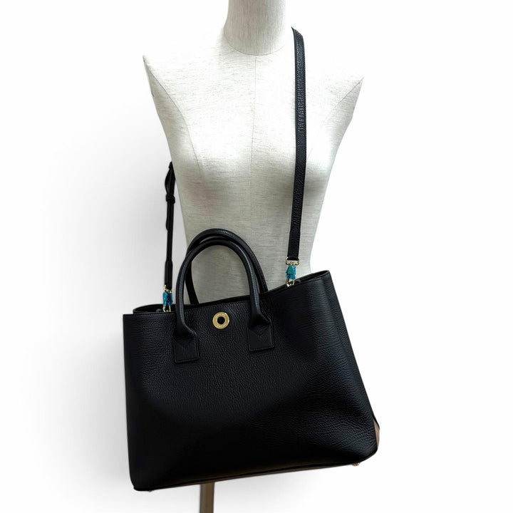 極美品★BURBERRY バーバリー 8111270 バーモンジー チェック ミディアム レザー 2WAY ハンドバッグ ブラック レディース 保存袋付き