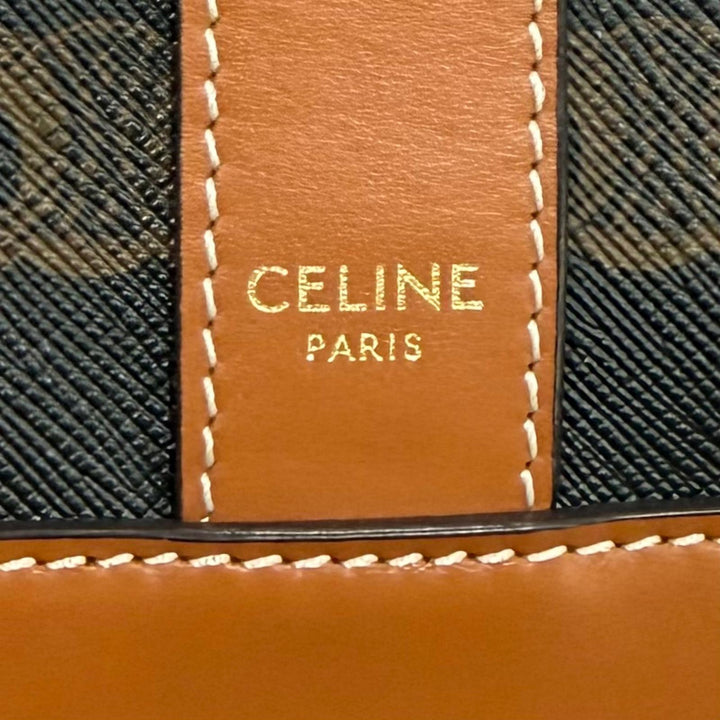 美品★CELINE セリーヌ 19113 タン ブラウン トリオンフ ミディアム バケット レザー ショルダーバッグ イタリア製 レディース 保存袋付
