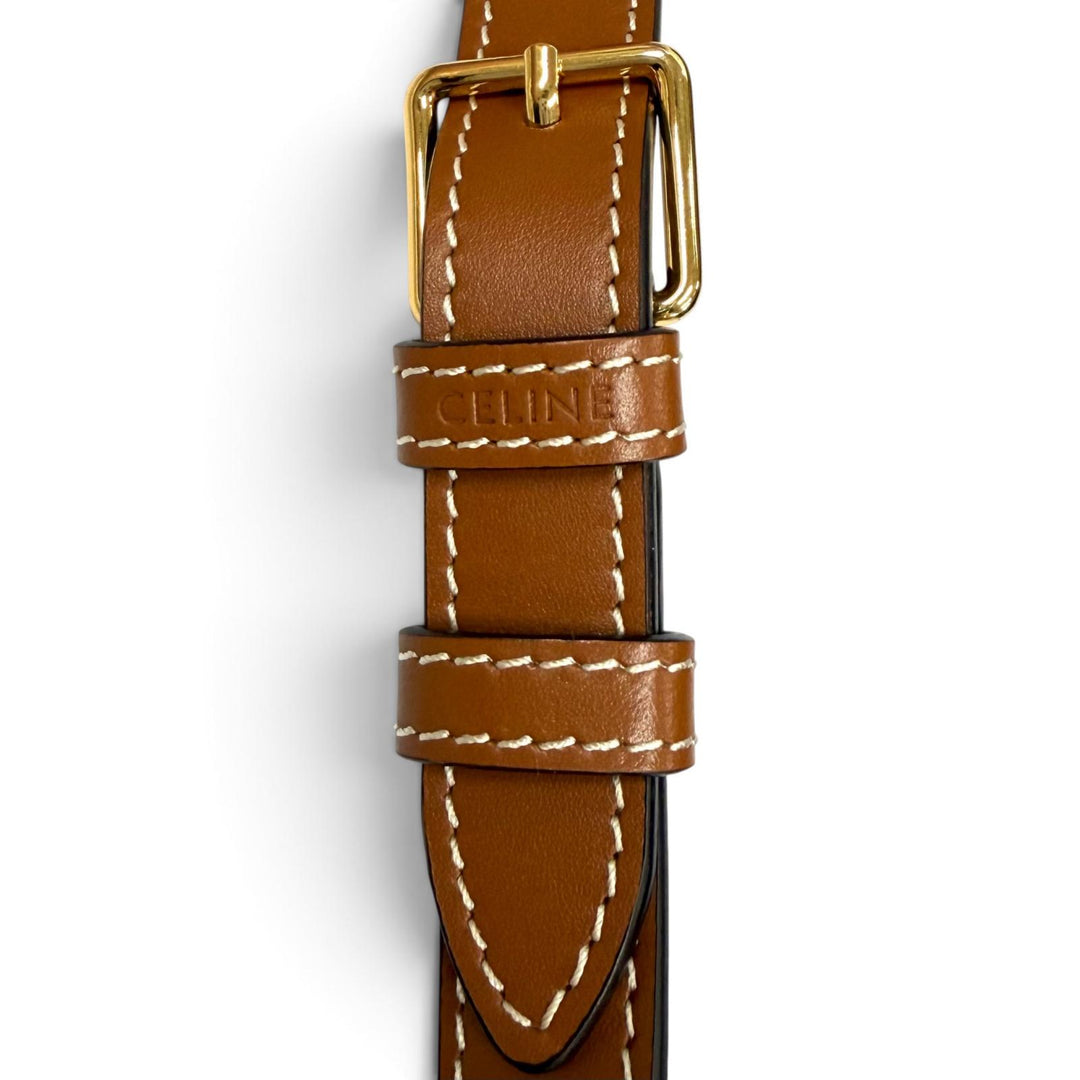 美品★CELINE セリーヌ 19113 タン ブラウン トリオンフ ミディアム バケット レザー ショルダーバッグ イタリア製 レディース 保存袋付