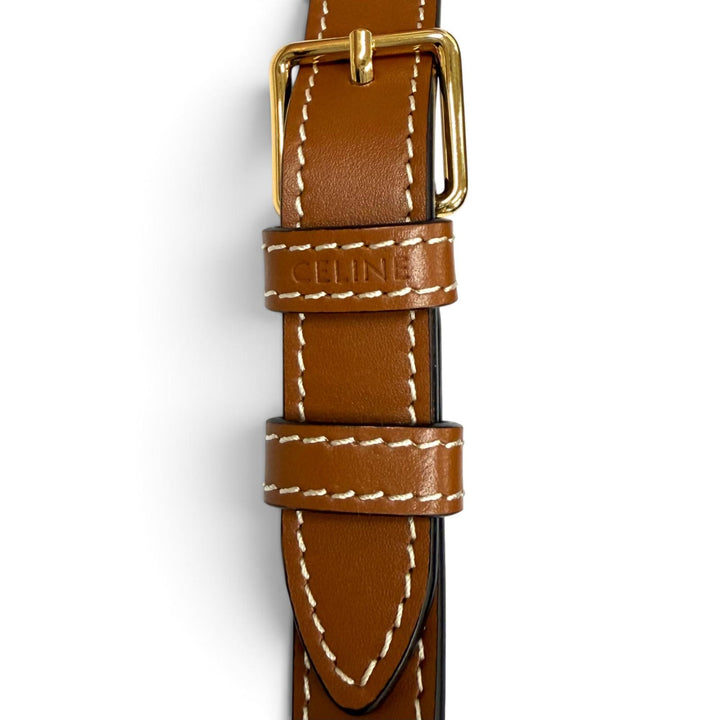 美品★CELINE セリーヌ 19113 タン ブラウン トリオンフ ミディアム バケット レザー ショルダーバッグ イタリア製 レディース 保存袋付