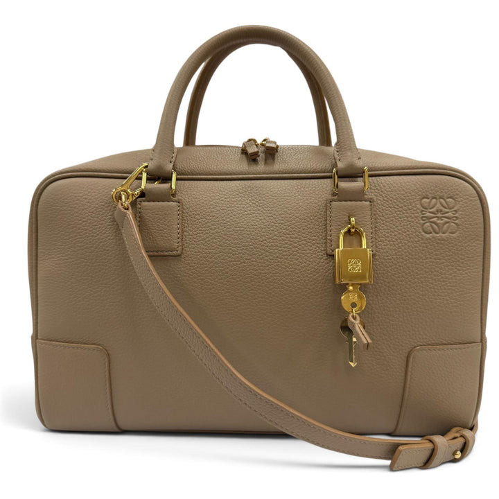 美品☆LOEWE ロエベ A039N08X08 アマソナ28 アナグラム刻印 ソフトグレインカーフ 2WAYショルダーバッグ ハンドバッグ ベージュ 保存袋付