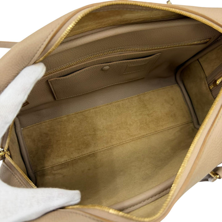 美品☆LOEWE ロエベ A039N08X08 アマソナ28 アナグラム刻印 ソフトグレインカーフ 2WAYショルダーバッグ ハンドバッグ ベージュ 保存袋付