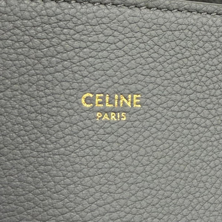 極美品★CELINE セリーヌ 18902 カバファントム スモール ロゴ入り ソフトグレインカーフ トートバッグ グレー イタリア製 保存袋付き