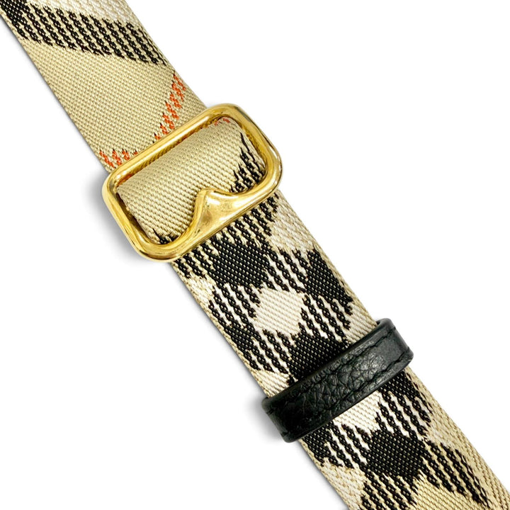 美品△BURBERRY バーバリー 8111928 ホースシュー クロスボディバッグ ノバチェック柄使い ショルダーバッグ ブラック 定価174900円 袋付