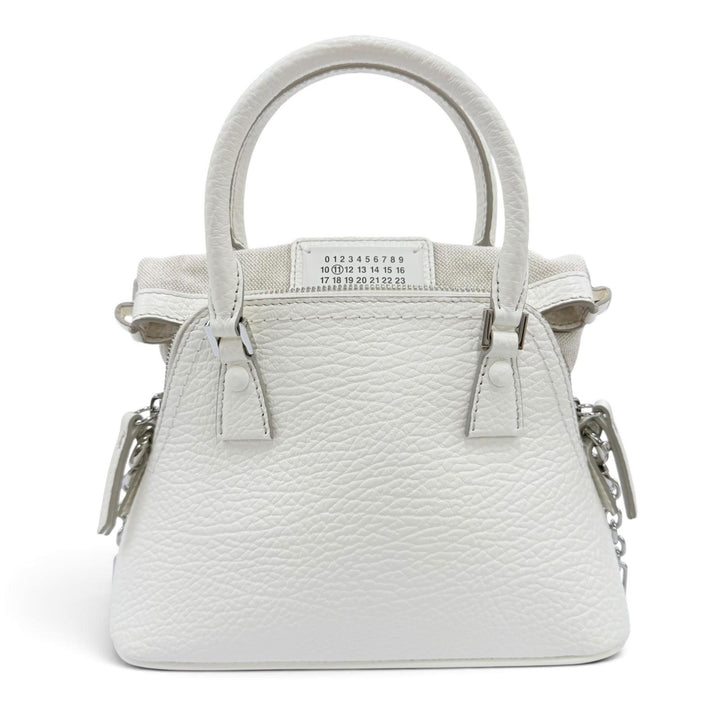 極美品☆Maison Margiela 11 メゾンマルジェラ11 S56WG0081 5AC マイクロ レザー キャンバス 2WAYショルダー ハンドバッグ ホワイト