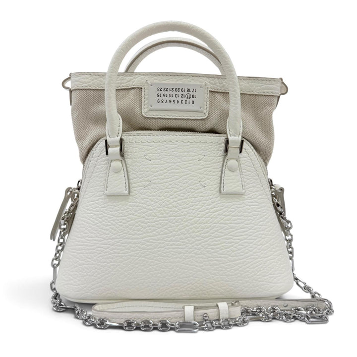 極美品☆Maison Margiela 11 メゾンマルジェラ11 S56WG0081 5AC マイクロ ショルダーバッグ レザー キャンバス 2WAY ハンドバッグ 白