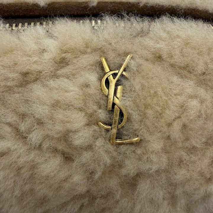 極美品☆SAINT LAURENT PARIS サンローランパリ 699703 サド ミニ チューブバッグ ムートン チェーンショルダー ハンドバッグ ベージュ