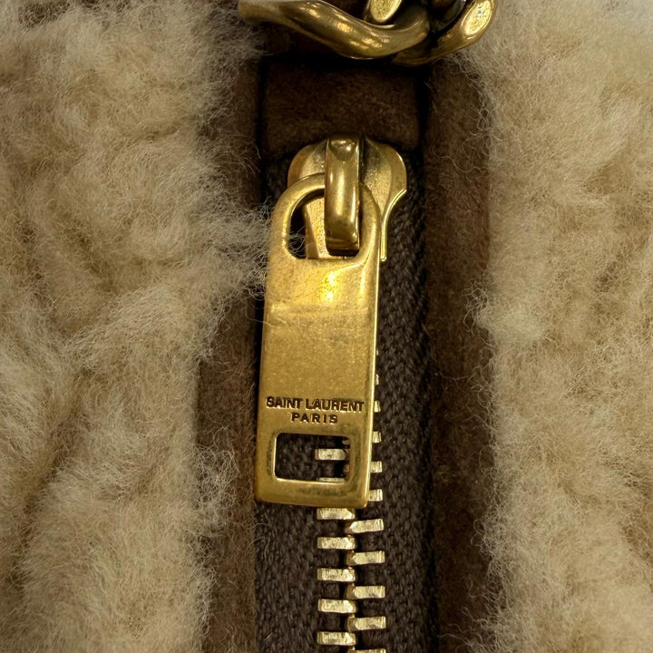 極美品☆SAINT LAURENT PARIS サンローランパリ 699703 サド ミニ チューブバッグ ムートン チェーンショルダー ハンドバッグ ベージュ