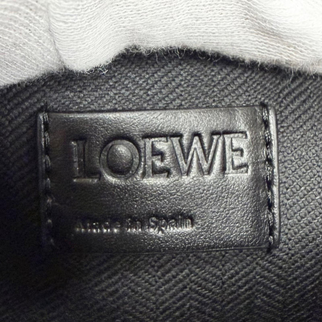 極美品□LOEWE ロエベ C510WBPX01 PUZZLE FOLD パズルフォルド シャイニーナパカーフ ウォッシュバッグ クラッチバッグ ブラック メンズ