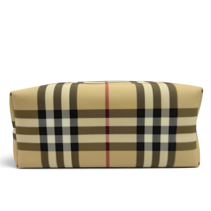 美品☆BURBERRY LONDON バーバリーロンドン ノバチェック柄 レザー使い ハンドバッグ ベージュ ブラック イタリア製 レディース 保存袋付
