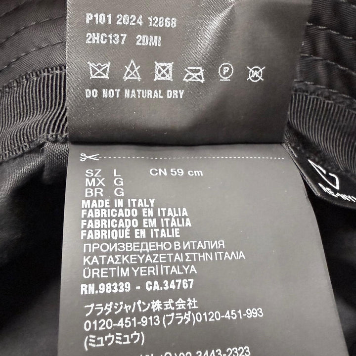 極美品□PRADA プラダ 2HC137 Re-Nylon トライアングルロゴ バケットハット 帽子 ブラック L イタリア製 正規品 メンズ 箱・保存袋付き