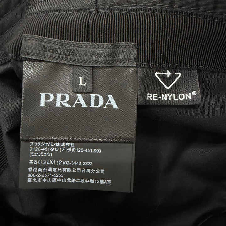 極美品□PRADA プラダ 2HC137 Re-Nylon トライアングルロゴ バケットハット 帽子 ブラック L イタリア製 正規品 メンズ 箱・保存袋付き