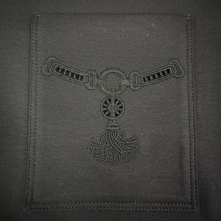 極美品△HERMES エルメス 25AW 5H4505DC Embroidered pocket flared dress PALEFROI 袖口レース使い 半袖Tシャツ ワンピース 正規品 34