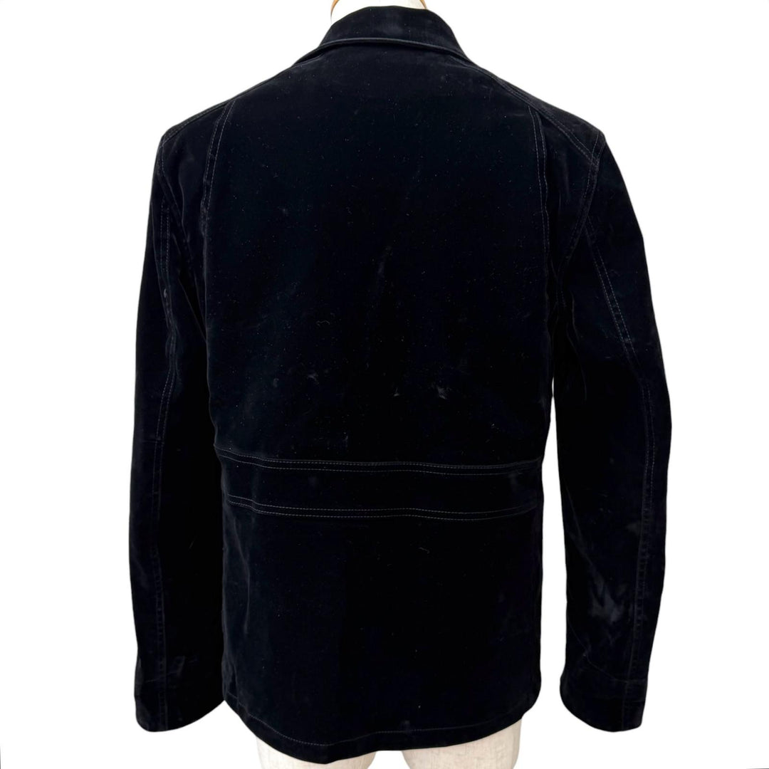 美品□PRADA プラダ 2024年製 GEB276 トライアングルロゴ 三角プレート ベルベットジャケット ブラック 46 イタリア製 正規品 メンズ