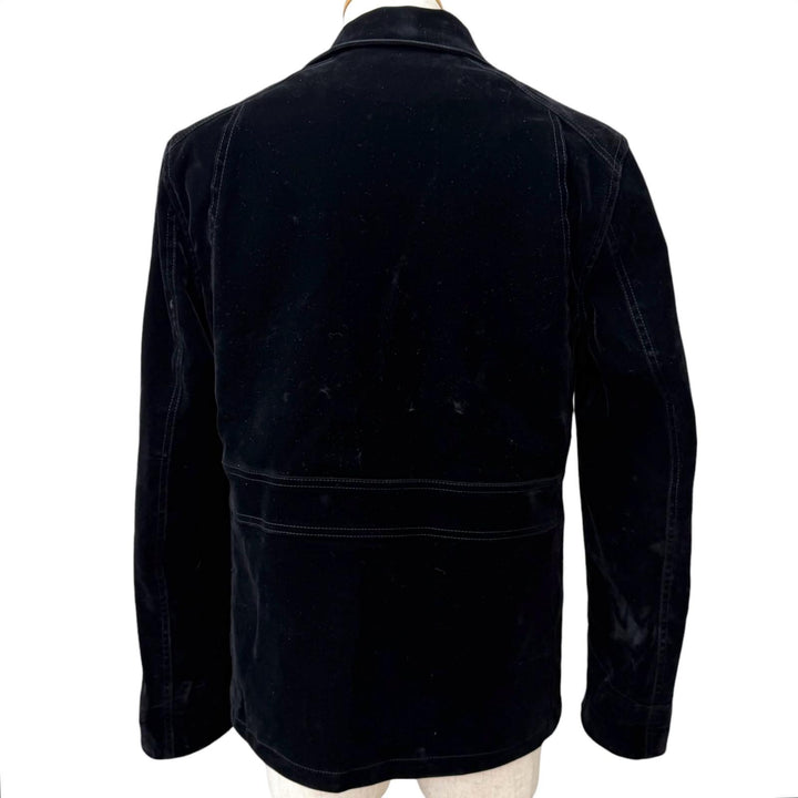 美品□PRADA プラダ 2024年製 GEB276 トライアングルロゴ 三角プレート ベルベットジャケット ブラック 46 イタリア製 正規品 メンズ
