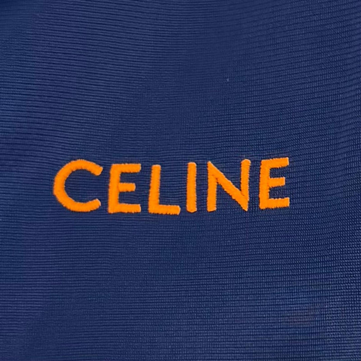 極美品★CELINE セリーヌ 2Z576859W ロゴ刺繍 サイドライン フレア トラックパンツ ネイビー オレンジ XS イタリア製 正規品 レディース