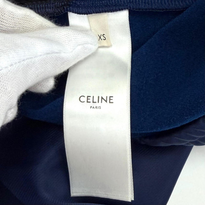 極美品★CELINE セリーヌ 2Z576859W ロゴ刺繍 サイドライン フレア トラックパンツ ネイビー オレンジ XS イタリア製 正規品 レディース