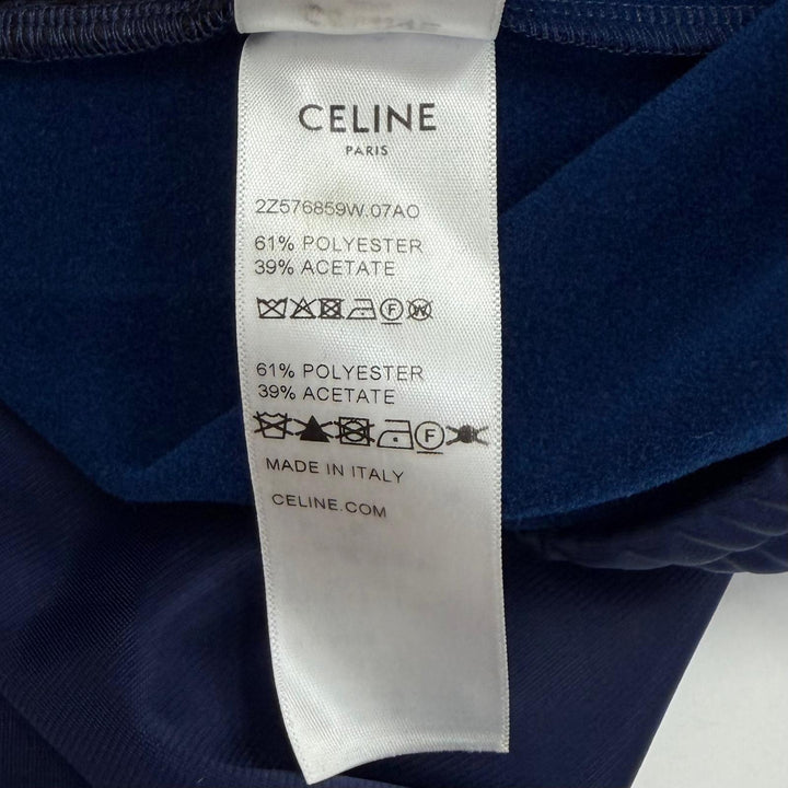 極美品★CELINE セリーヌ 2Z576859W ロゴ刺繍 サイドライン フレア トラックパンツ ネイビー オレンジ XS イタリア製 正規品 レディース