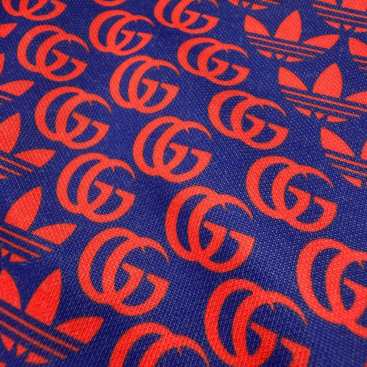 極美品▼GUCCI adidas グッチ アディダス 692112 ウェブライン ロゴ総柄 ZIPUP ブルゾン トラックジャケット レッド ネイビー XL 正規品