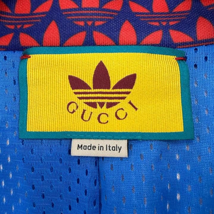 極美品▼GUCCI adidas グッチ アディダス 692112 ウェブライン ロゴ総柄 ZIPUP ブルゾン トラックジャケット レッド ネイビー XL 正規品