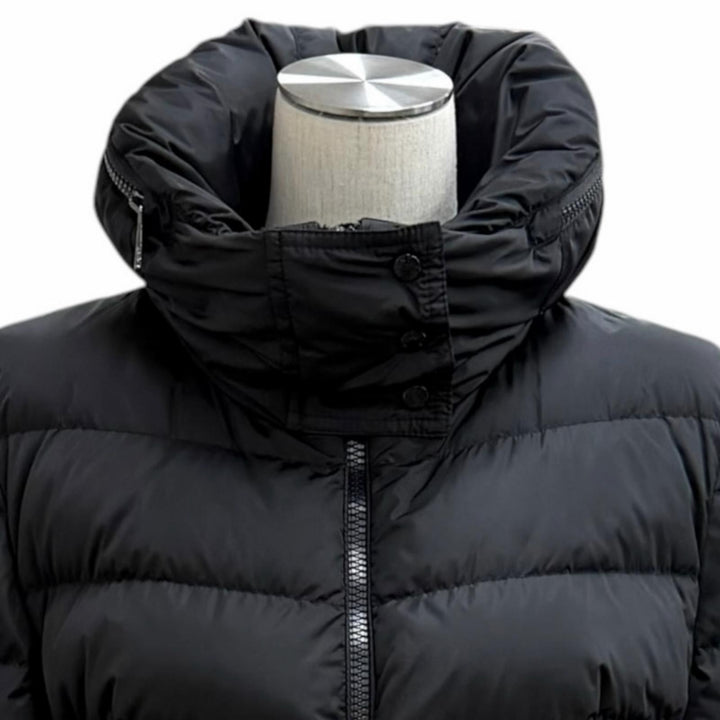 美品★MONCLER モンクレール FLAMMETTE ロゴワッペン・フード付 ZIP UP ダウンコート ダウンジャケット ブラック 2 正規品 レディース